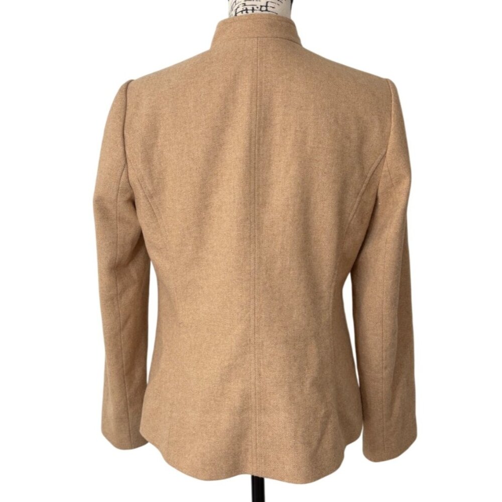Banana Republic Womens Size 8 Tan Military Style Blazer Wool-Blend Crest-Buttons - Picture 3 of 7